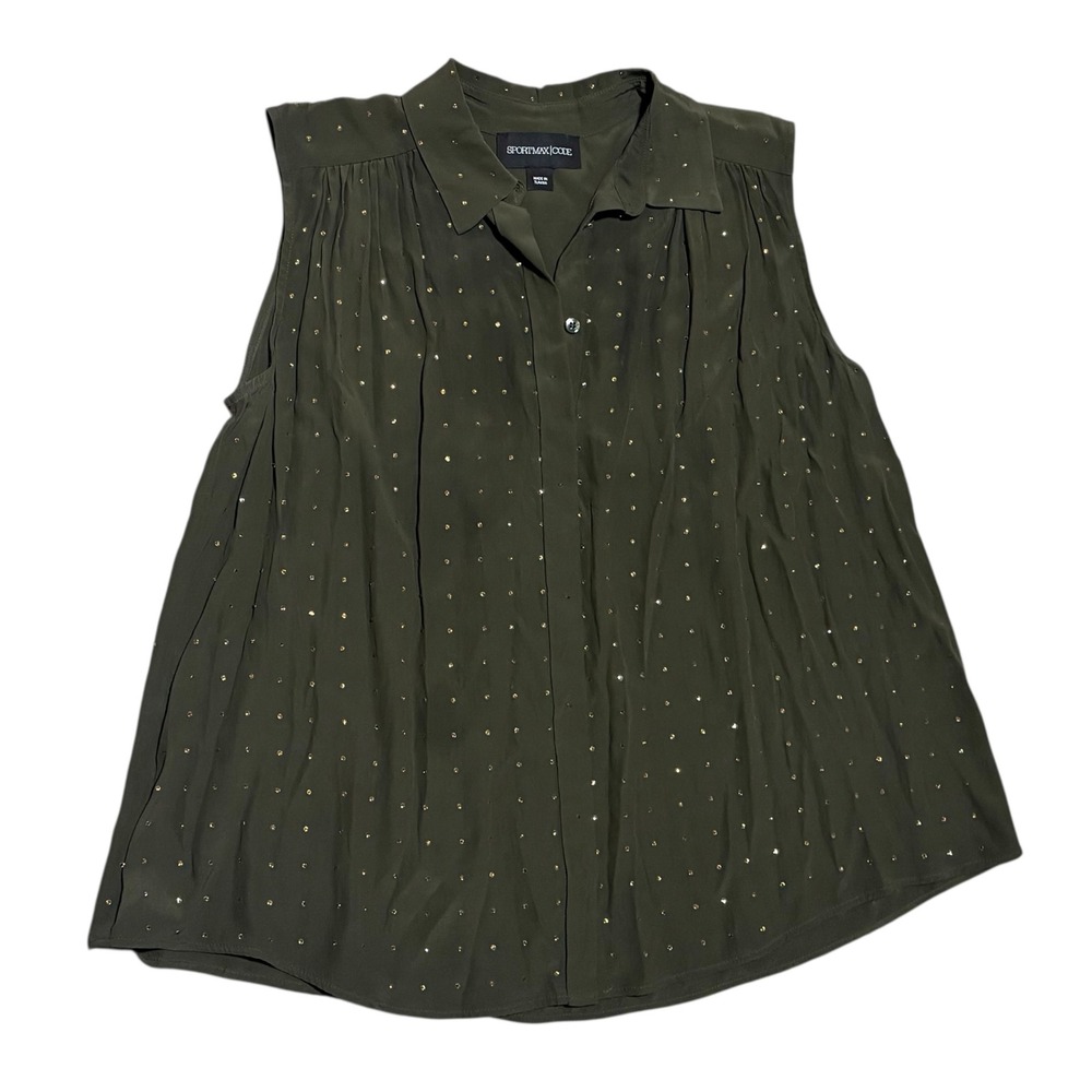 Sportmax Code Olive Green Studded Rhinestone Butt… - image 3